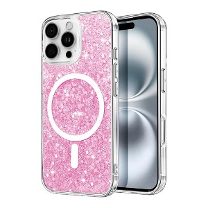 Entronix [Magnetic] Case Compatible with iPhone 16 Pro Max - Iridescent Chunky Glitter - 1 of 4