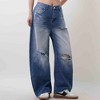 Women's Barrel Leg Baggy Jeans – High Rise Vintage Wash Slouchy Fit Denim by Cherie Code - 2 of 4