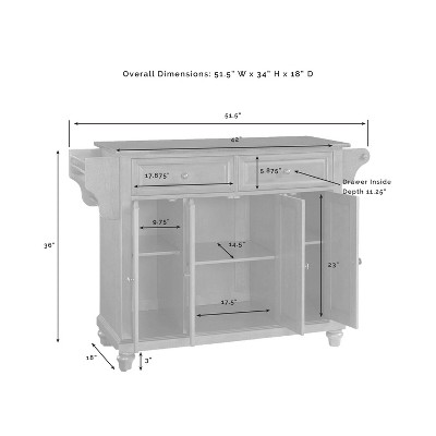 Cambridge Classic White and Natural Wood Full-Size Kitchen Island