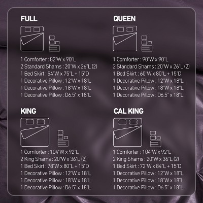 Madison Park 7Pcs Ultimate Touch BIAB Comforter Set, Solid Color Plain Weave Bedding Set with Matching Shams & Decorative Pillow, Plum, Queen — фото 7