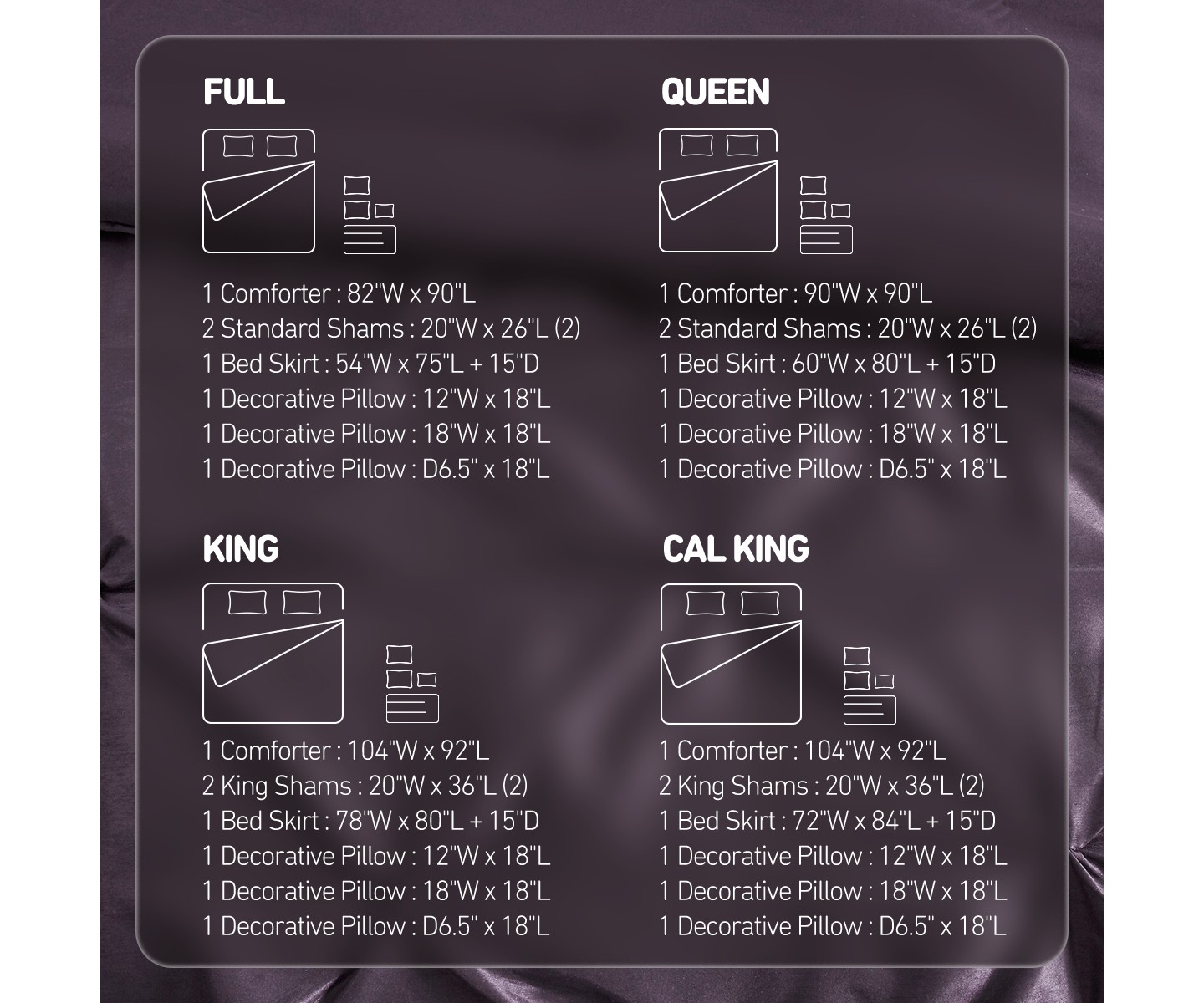 Постельное бельё Madison Park 7Pcs Ultimate Touch Biab Comforter Set, Solid Color Plain Weave Bedding Set with Matching Shams & Decorative Pillow, Plum, цвет: Сливовый — фото 7