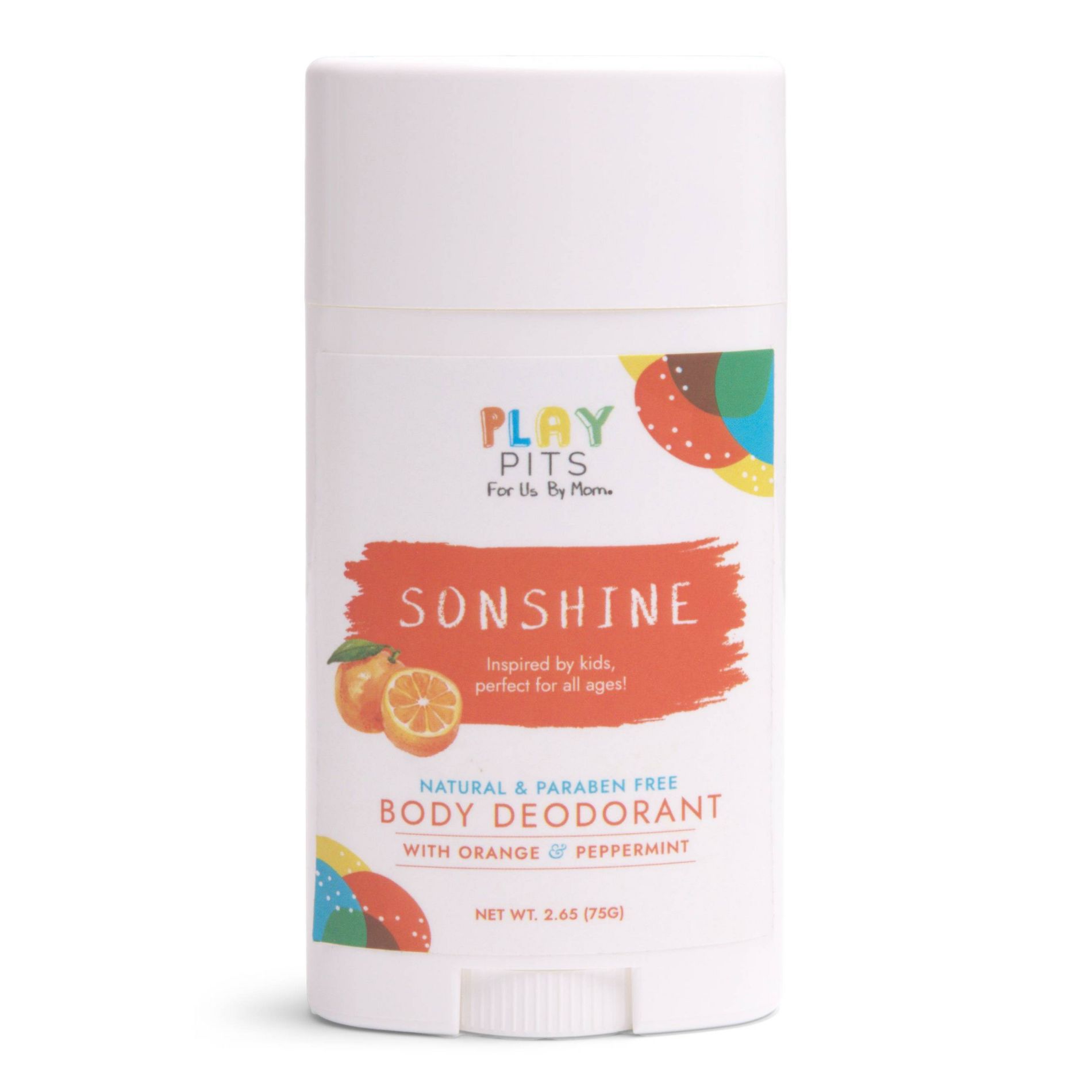 Play Pits Sonshine Kids' Solid Deodorant - 2.65oz: Peppermint, Orange, Normal Skin, Underarm Use
