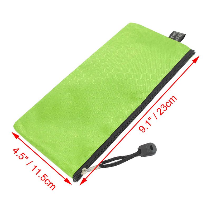 Unique Bargains PVC Canvas Hex Pattern Zipper Closure Paper Pen Bag Holder 9.1" x 4.5" Green 1Pc, 4 of 6