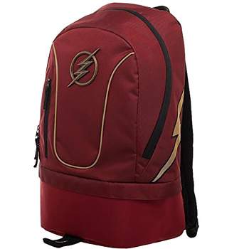DC Comics The Flash Backpack with Tech Sleeve and Padded Bottom Compartment Red