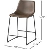TiramisuBest Set of 2 Bar Stools, 30in Faux Leather Barstool Dining Chairs with PU Upholstery and Steel Frame (Brown) - 3 of 4
