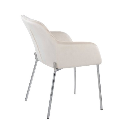 Daniella Cream Velvet and Chrome Steel Upholstered Dining Chair