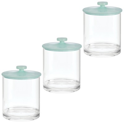 mDesign Round Storage Apothecary Canister for Bathroom, 3 Pack