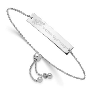 Black Bow Jewelry Sterling Silver Detroit Red Wings NHL ID Bracelet 9 Inch - 1 of 4