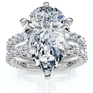 Pompeii3 Certified 5.40Ct Pear Engagement Ring Wedding Band Set 14k Gold/Pt Lab Created - 1 of 4