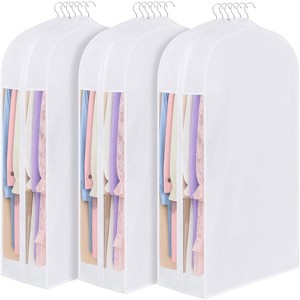 1 or 3 Pack 43" Cotton Gusseted Garment Bags, 10" Expandable with Clear Window for Suits & Sweaters - 1 of 4