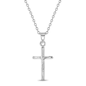 Girls' Modern Crucifix Cross Sterling Silver Necklace - In Season Jewelry - 1 of 4