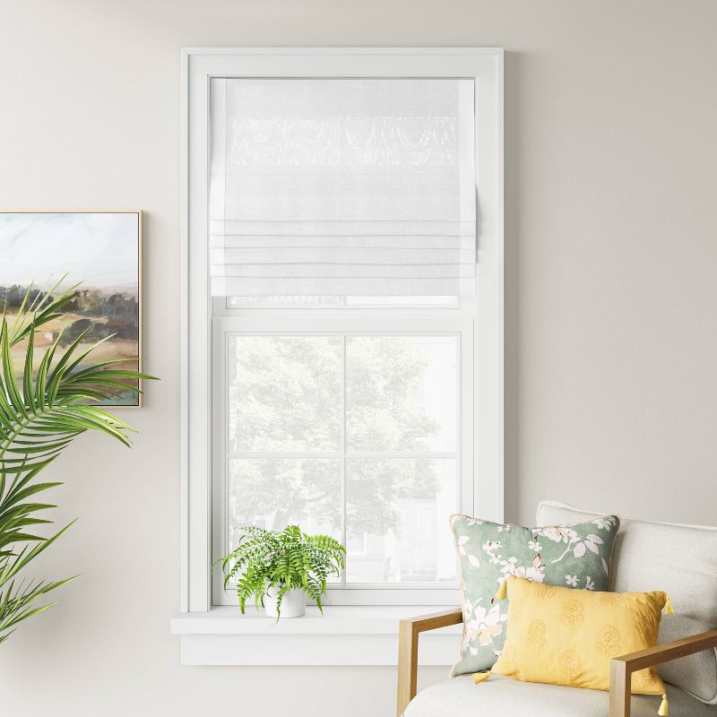 1pc Light Filtering Cordless Linen Blend Roman Window Shade White - Threshold™, 2 of 6