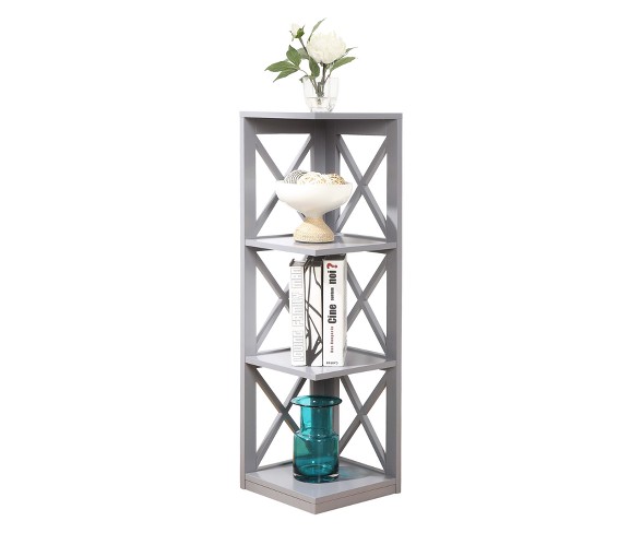 38.5" Oxford 3 Tier Corner Bookcase Gray - Johar
