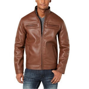 I.N.C International Concepts Mens Lionel Faux-Leather Jacket, Brown, XXX-Large - 1 of 1