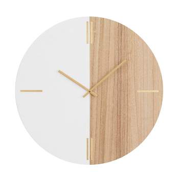  24"x24" Wooden Round Wall Clock with Marble Side - CosmoLiving by Cosmopolitan