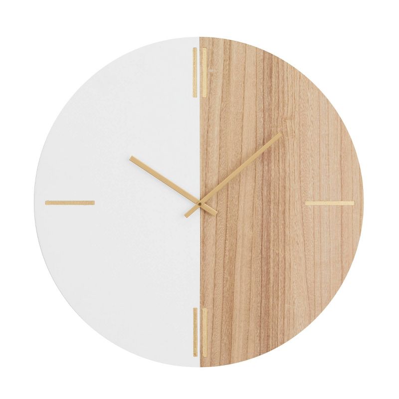  24"x24" Wooden Round Wall Clock with Marble Side - CosmoLiving by Cosmopolitan, 1 of 7