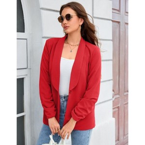 Blazer Jackets for Women Open Front Long Sleeve Work Office Casual Blazers with Pockets - 1 of 4