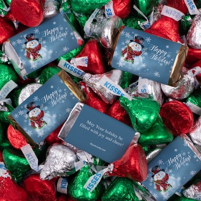 131 Pcs Christmas Candy Chocolate Party Favors Hershey's Miniatures &  Kisses by Just Candy (1.65 lbs, Approx. 131 Pcs) - Jolly Snowman