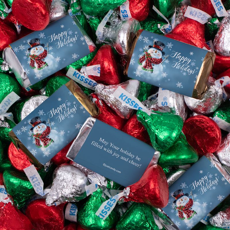 131 Pcs Christmas Candy Chocolate Party Favors Hershey's Miniatures & Kisses by Just Candy (1.65 lbs, Approx. 131 Pcs) - Jolly Snowman, 1 of 3
