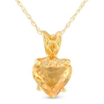 Pompeii3 7mm Women's Heart Pendant in citrine 14k White, Rose, or Yellow Gold Necklace