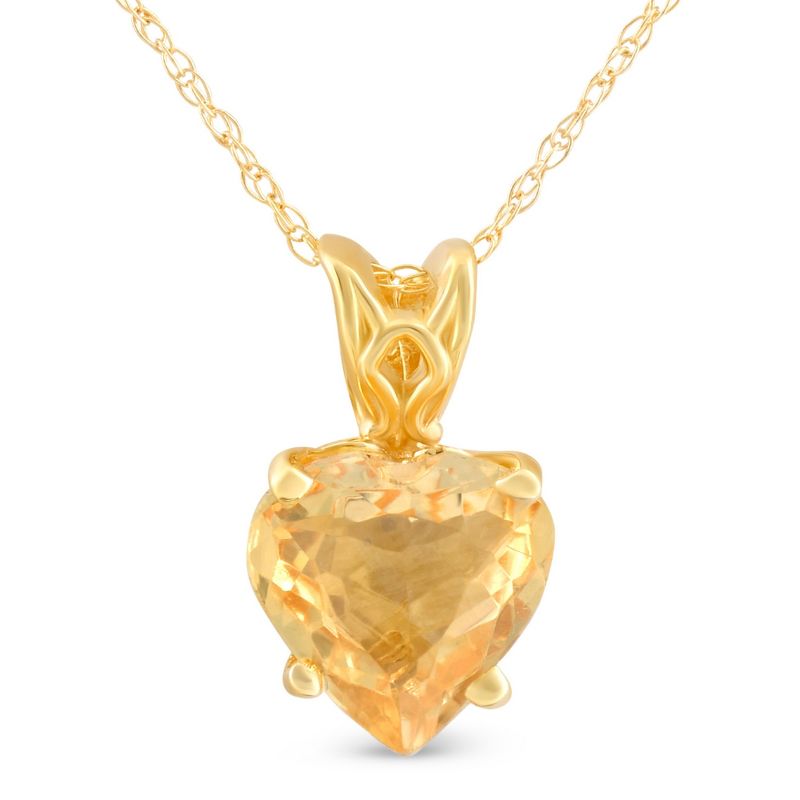 Pompeii3 7mm Women's Heart Pendant in citrine 14k White, Rose, or Yellow Gold Necklace, 1 of 5