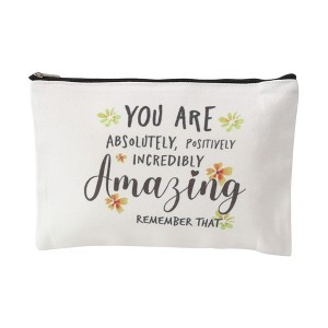 Unique Bargains Durable Petals Letter Pattern Makeup Bag White 1 Pc - 1 of 4
