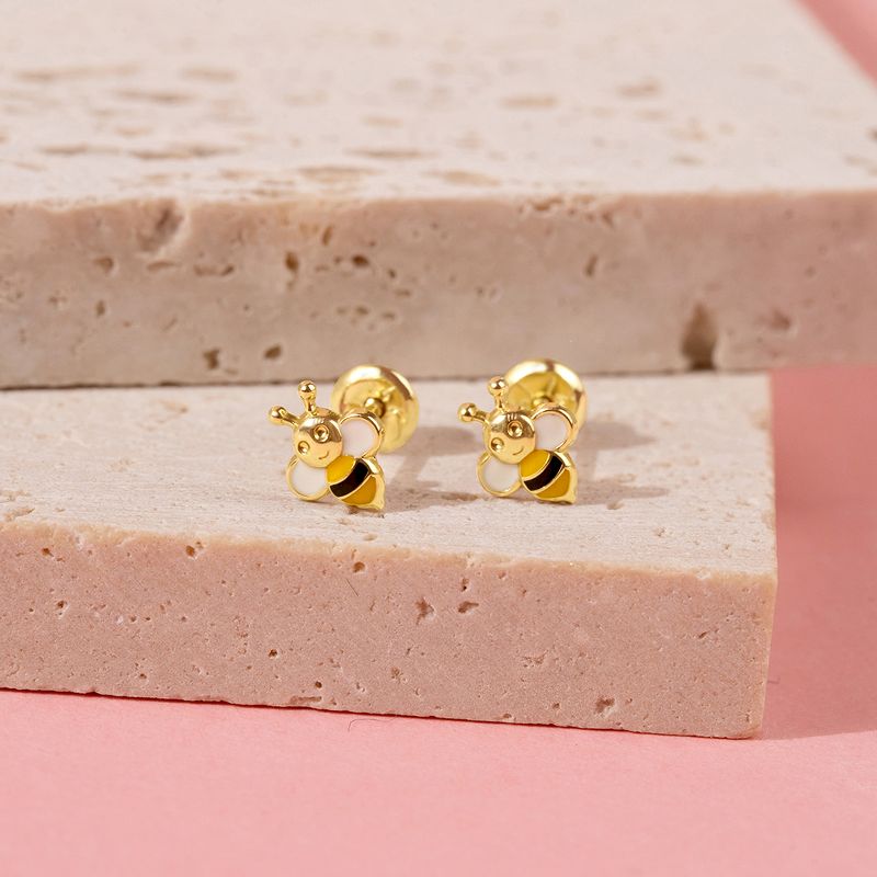 Girls' Honey Bee Screw Back 14k Gold Earrings - In Season Jewelry, 5 of 7