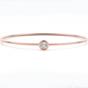 Pompeii3 3/8ct Bezel Solitaire Round Brilliant Cut Bangle Bracelet 14k Rose Gold - 1 of 2