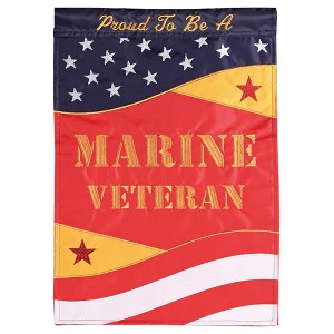 Magnolia Garden Proud Marine Veteran Stars Stripes 13 x 18 Inch Polyester Garden Flag - 1 of 2