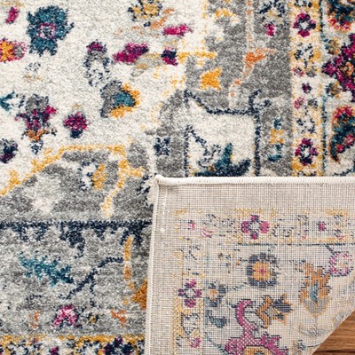 Ivory and Grey Hand-Knotted Reversible Synthetic Area Rug