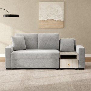 Christopher Knight Home Arvi 79.3'' Modern Chenille Upholstered Loveseat with Console, Storage Armrest and Pillows - 1 of 4