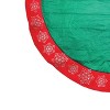 Northlight 48" Green Christmas Tree Skirt with Red Gemstone Glitter Snowflake Trim - 2 of 3