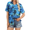 Nlife Womens Button Down Hawaiian Shirts Short Sleeve Floral Print Summer V Neck T-Shirt Casual Summer Beach Blouses Tops - 2 of 4