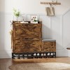 Shoe Cabinet with 2 Flip Drawers, Hidden Wood Narrow Shoe Cabinet with Shoe Bench & 2 Hooks for Entryway Hallway, Living Room - 4 of 4