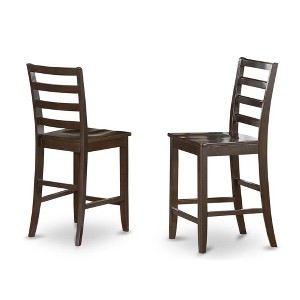 East West Furniture,Fairwinds Stool Wood Seat with lader back, Set of 2 - 1 of 3