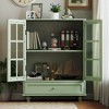 TIRAMISUBEST Modern Buffet Cabinet w/ Glass Doors & Drawer - Wooden Storage Sideboard for Dining & Living Room - 3 of 4