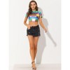 INSPIRE CHIC Women's Party Short Sleeve Mock Neck Holographic Metallic Crop Top - 4 of 4