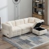 87.7" Sectional Sofa Cozy Teddy Fleece Fabric Sectional Sofa Couch with Two USB Ports a Movable Storage Ottoman,White - 3 of 4