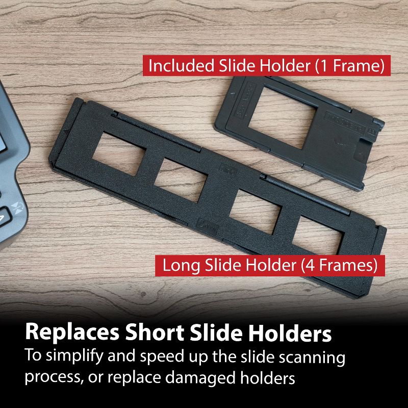 Magnasonic Long Tray Slide Film Holder for 35mm Compatible Film Scanners, Holds 4 Slides, Easy to Use - Set of 3 - Black, 4 of 9