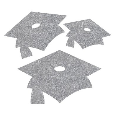 36ct Mortarboard Graduation Cutouts Silver