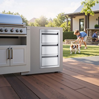 VEVOR Outdoor Kitchen Drawers 14.7\" W x 25.4\" H x 18.7\" D, Box Frame Style Flush Mount BBQ Drawers with Stainless Steel Handle, Silver — фото 2