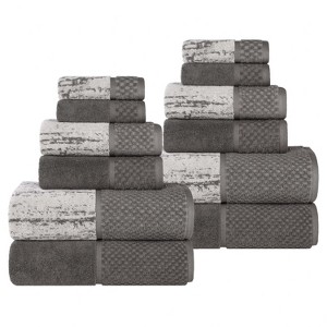 Ribbed Cotton Highly Absorbent Medium Weight 12 Piece Assorted Towel Set by Blue Nile Mills - 1 of 4