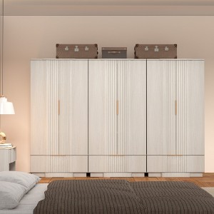 Brafabhome 64" Fluted Armoire Wardrobe Closet with 3 Drawers, 6 Doors Wooden Wardrobe Cabinet with Adjustable Shelf, Modern Armoires for Clothes Coats - 1 of 4