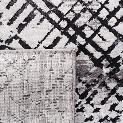 Amelia Contemporary Gray Hand-Knotted Synthetic Area Rug - 2' x 8'