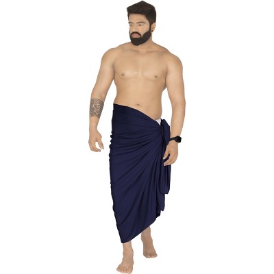 LA LEELA Men's Casual Vacation Pareo Sarong Wrap One Size Cobalt Solid