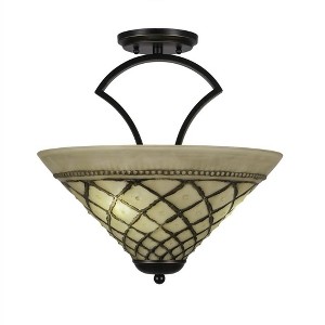 Toltec Lighting Zilo 3 - Light Flush Mount in  Dark Granite with 16" Chocolate Icing Shade - 1 of 1
