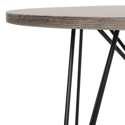Vida 24" Round Light Brown Wood and Metal End Table