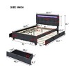 Queen Size Upholstered Platform Bed with LED Light, Twin XL Size Trundle and 2 Drawers, Beige/Dark Gray/Pink-ModernLuxe - 3 of 4