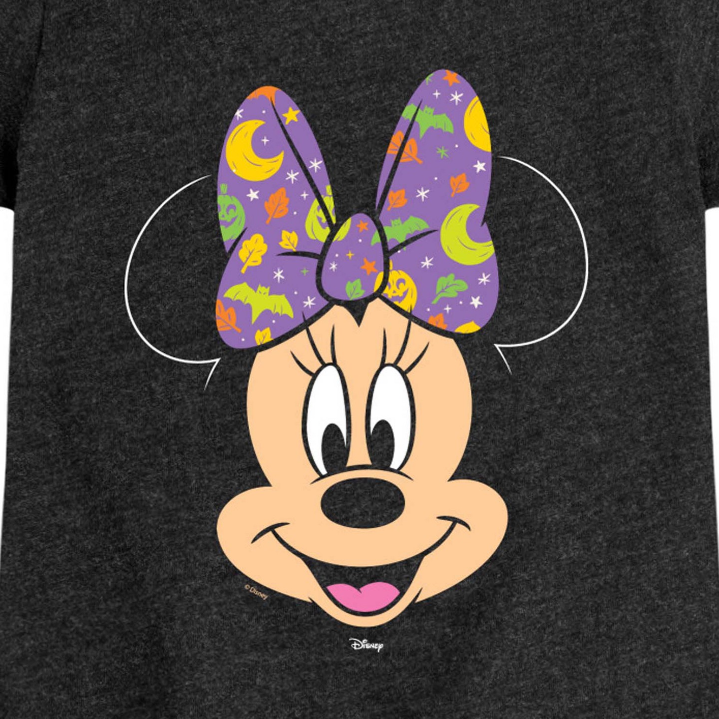 Футболка Disney Halloween Bow Minnie Mouse Fitted Short Sleeve Graphic T-Shirt - Heather Black для девочек, цвет: Меланжевый чёрный — фото 2