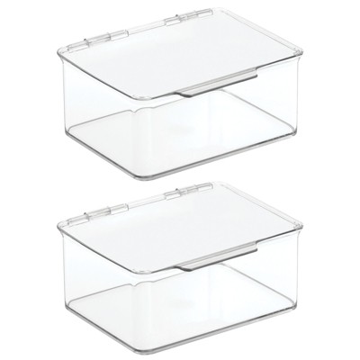 Mdesign Stackable Plastic Craft, Sewing Storage Bin, Lid, 2 Pack Clear Target